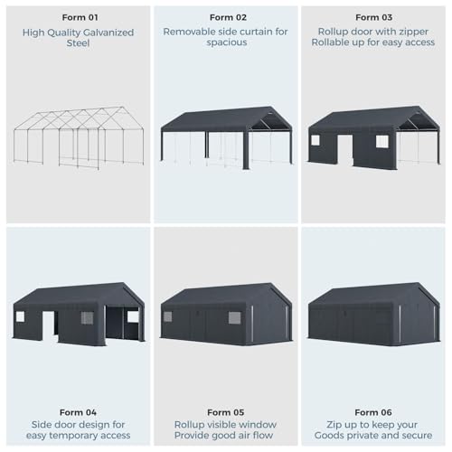 13x24 ft Carport Storage Shelter Shed Outdoor Portable Garage