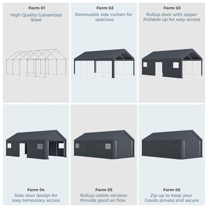 13x24 ft Carport Storage Shelter Shed Outdoor Portable Garage