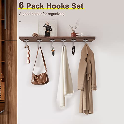 Coat Hooks Wall Mount Hooks for Hanging Hat Hurse Robe (6 Count)