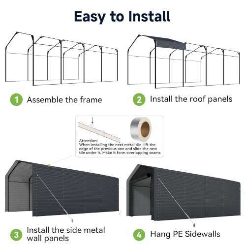 12x20 FT Metal Carport with Side Panels & PE Sidewalls