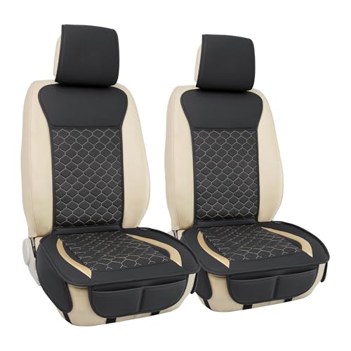 Leather Car Seat Covers Front 2PC Black Gold Luxury Waterproof