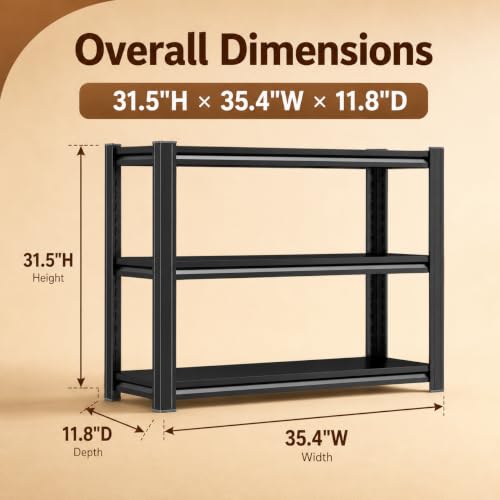 Heavy Duty Metal Bookshelf Adjustable Storage Shelving Unit for Home Office