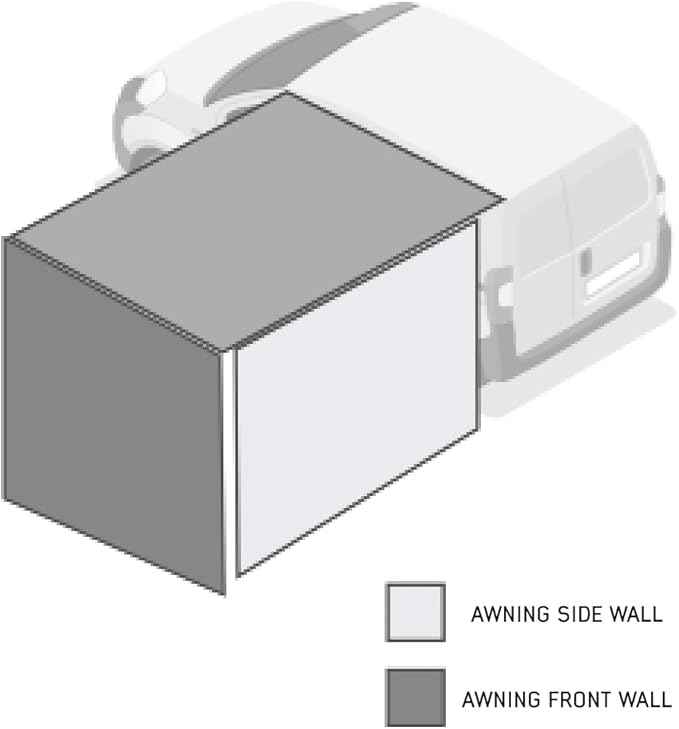 Overland Vehicle Systems HD Nomadic 6.5’ Awning Side Shade Wall - 280G Poly Cotton Rip Stop Grey Body, Green Trim - Velcro Attachment - Included Storage Bag