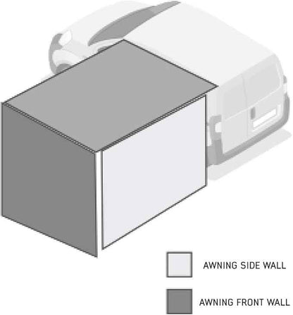 Overland Vehicle Systems HD Nomadic 6.5’ Awning Side Shade Wall - 280G Poly Cotton Rip Stop Grey Body, Green Trim - Velcro Attachment - Included Storage Bag