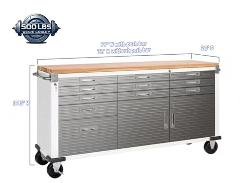 Heavy Duty 8 Piece Steel Garage Cabinet Storage Set with Rolling Workbench
