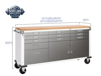 Heavy Duty 8 Piece Steel Garage Cabinet Storage Set with Rolling Workbench