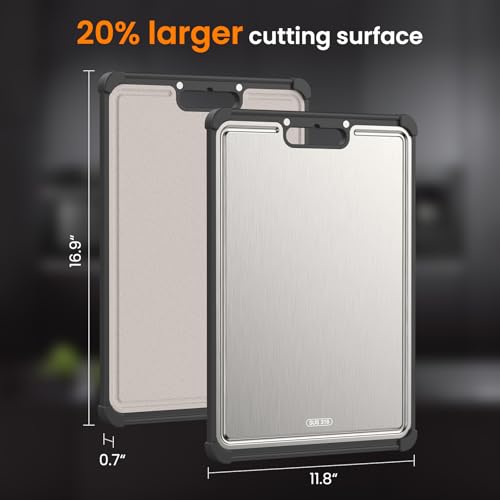 Premium 316 Stainless Steel Cutting Board for Kitchen Extra Large 16.9" x 11.8" Best Non