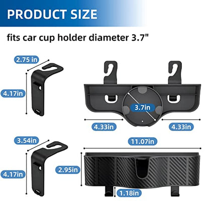 3-in-1 Car Headrest Organizer with 3.7" Cup Holder & Hooks-1PC