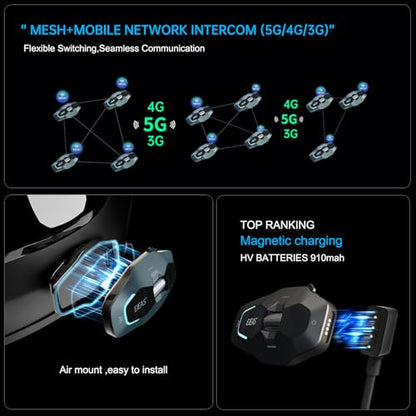 X10 Motorcycle Helmet Bluetooth Headset Speakers Headphone