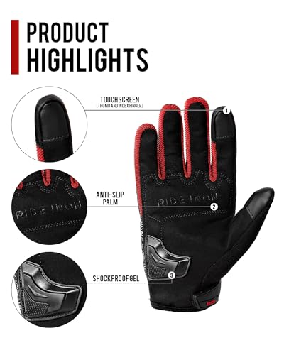 Motorcycle Gloves Motorbike Glove for Men Women Full Finger Knuckle Protection Touch Screen Cycling ATV Hiking Riding