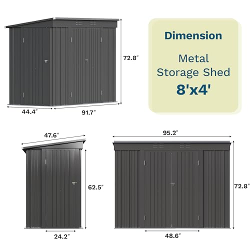 8x4 FT Outdoor Storage Shed