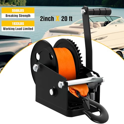 Boat Trailer Winch Strap 2" x 20' with Steel Hook