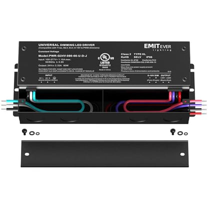 80W 24V 5-in-1 Dimmable LED Driver,AC 110-277V to DC Power Supply