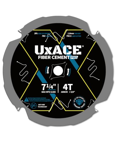 7-1/4-Inch 4-Tooth Circular Saw Blade with 5/8-Inch Arbor, Hardie Blade for Fiber Cement Cutting & Laminate Flooring, Polycrystalline Diamond Tipped(PCD) Saw Blade, Thin Kerf Design