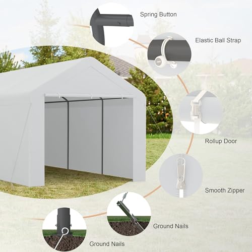 10x20ft Heavy Duty Carport with Removable Sidewalls
