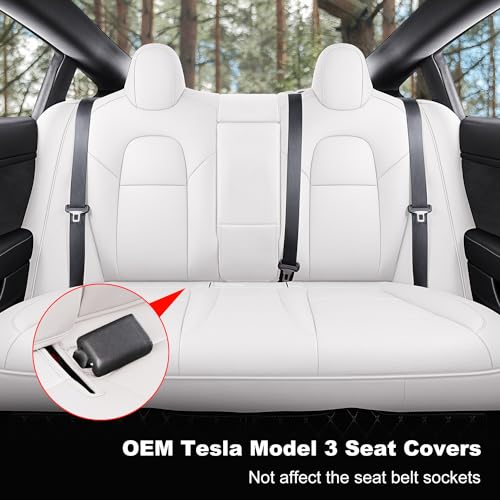 Tesla Model 3 Car Seat Covers Nappa Leather Car Interior Seat Airbag Compatible Cushion Cover Full Set Custom Fit 2023 2022 2021 2020 2019 2018