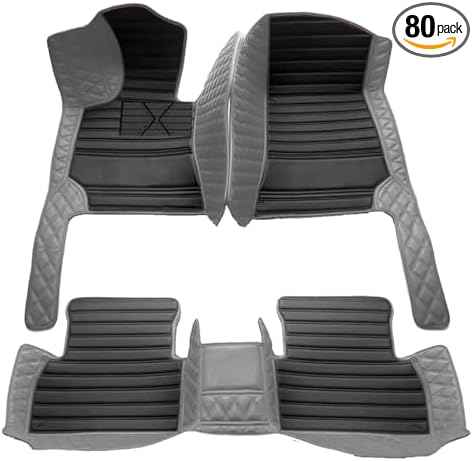 TREGOO All-Weather Anti Slip Floor mat is Suitable mats for floo of All for Tesla Models from 2012 to 2025 (Edge Gray Black Horizontal bar)