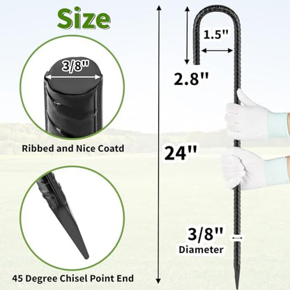24 inches J Hook Rebar Stakes (16 Count)