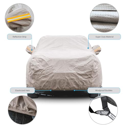 Thick Shell Super Breathable Waterproof Windproof Snow Sun Rain UV Protective Outdoor All Weather SUV Car Cover Fit 206