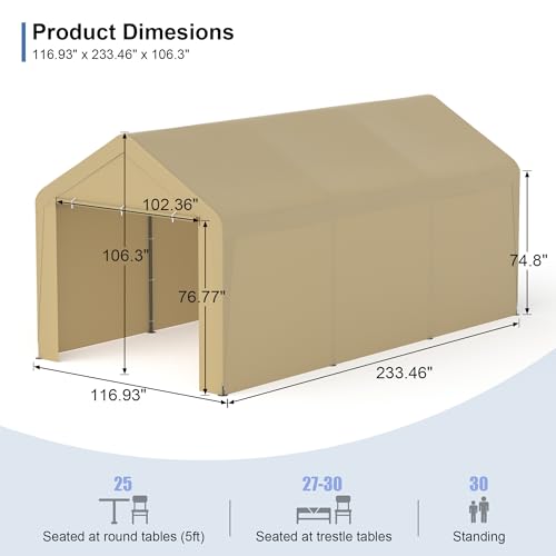 Carport 10‘ x 20’ Garage Car Canopy w