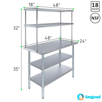 Stainless Steel Work Table with 2 Shelves
