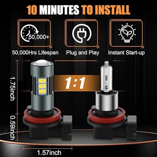 H11 LED Fog Light Bulbs (2 Count)