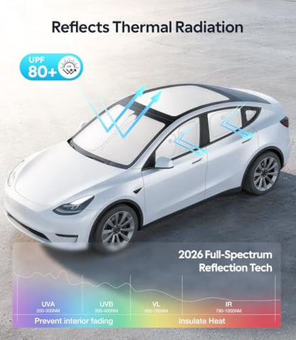 2026 8PC Full Set Window Sunshade for Tesla Model Y 2020 (8 Count)
