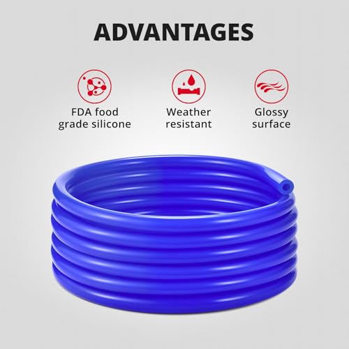 5/32 1/4 5/16 1/2 Silicone Vacuum Tubing Hose Line Kit 10FT 130PSI Max Pressure Blue (4mm 6mm 8mm 12.7mm)