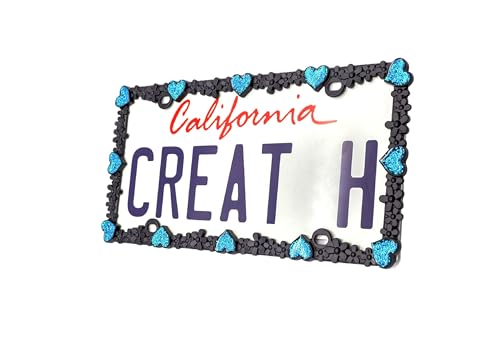 3D Shining Daisy Heart License Plate Frame from Pure Zinc Alloy Metal Perfect Plate Holder