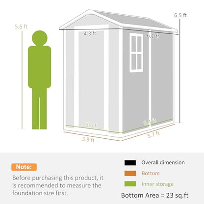 4.3' x 6.1' Outdoor Storage Shed Waterproof Resin with Floor Gray