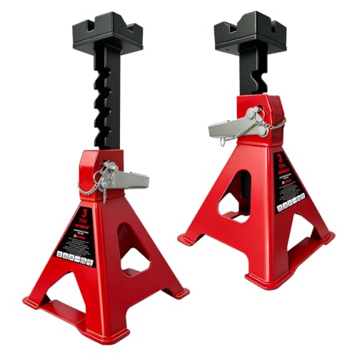 3 Ton Jack Stands with 2 Crossbars & Double Locking for Car (2 Count)