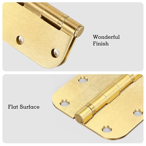 Rounded Door Hinges Brushed Brass 3.5 Inch 5 (24 Count)