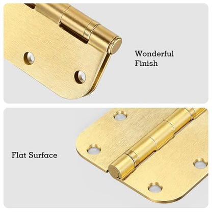 Rounded Door Hinges Brushed Brass 3.5 Inch 5 (24 Count)