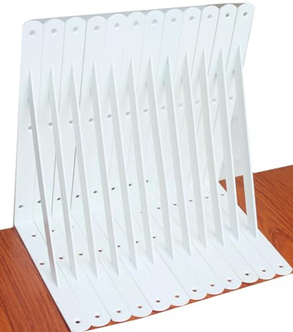 12 Pack L11 x H 8" White Heavy Duty Shelf Brackets with Screws Metal Shelf Brackets Shelf Support Angle Brackets for Shelves L Brackets Heavy Duty Floating Shelf (12 Count)
