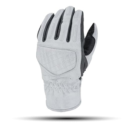 Leather Motorcycle Gloves for Men with Soft Polyester Lining Bike Riding Gloves with Grip Patches on Palm and Accordion Panels on Fingers and Cuff