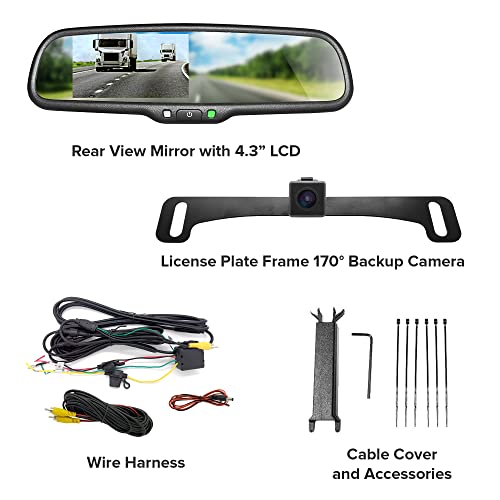 10.5" OEM Rear View Mirror with 4.3" LCD Screen and 170° Backup Camera