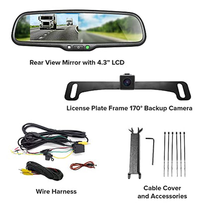 10.5" OEM Rear View Mirror with 4.3" LCD Screen and 170° Backup Camera