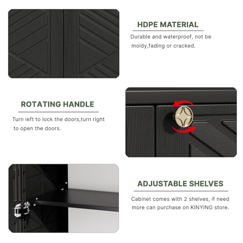 Outdoor Storage Cabinet Waterproof with 2 Shelves