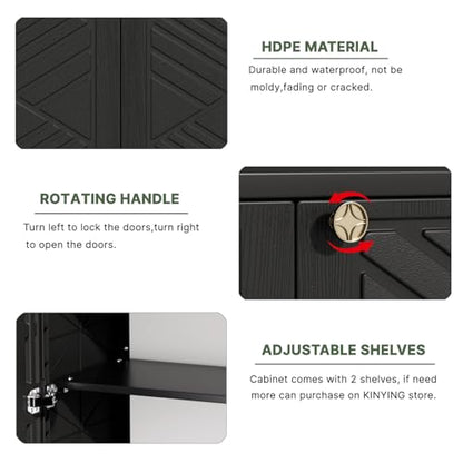 Outdoor Storage Cabinet Waterproof with 2 Shelves