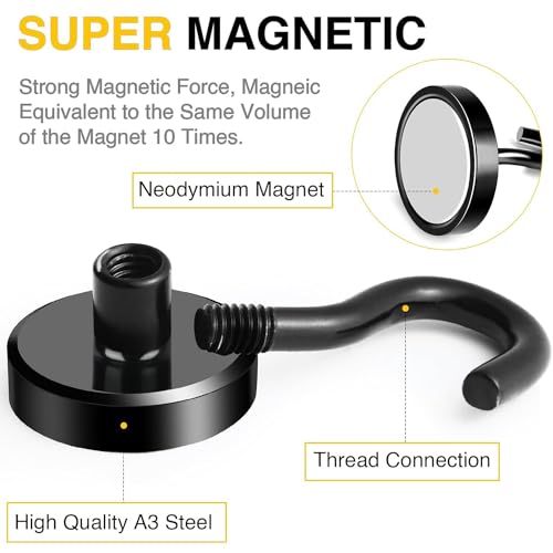 Magnetic Hooks 8pcs 50lbs Cruise Essentials 2026 Magnet Hook Black (8 Count)