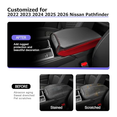 2025 2026 Pathfinder Center Console Cover Compatible with Pathfinder 2022 2023 2024 2025 2026 Accessories Armrest Cover Armrest Console Cover Carbon Fiber Texture
