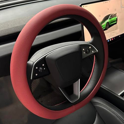 Nappa Leather Steering Wheel Cover for Tesla Model Y