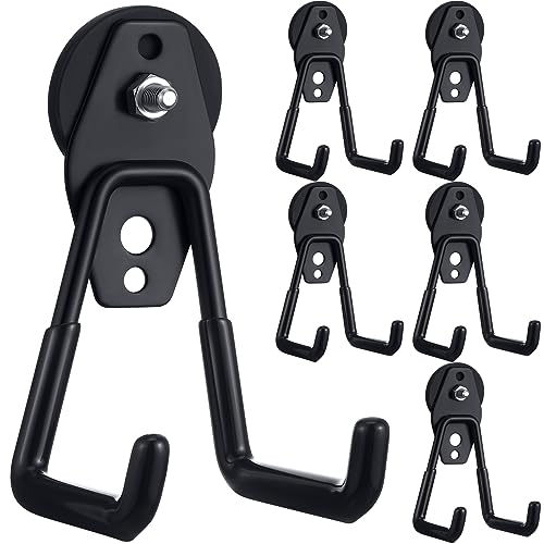6 Pcs Large Magnetic Hooks Heavy Duty Garage Magnet Hooks Strong Storage Utility Magnetic Hangers with Anti Slip Rubber Coating for Indoor and Outdoor Hanging (6 Count)