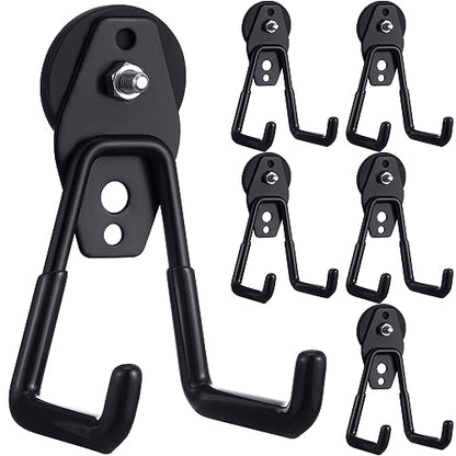 6 Pcs Large Magnetic Hooks Heavy Duty Garage Magnet Hooks Strong Storage Utility Magnetic Hangers with Anti Slip Rubber Coating for Indoor and Outdoor Hanging (6 Count)