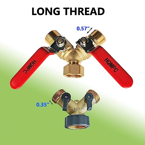 Garden Hose Y Valve Splitter Brass Hose Splitter With Stainless Steel Long Handle Brass Garden Hose Adapter 2 Way Y Valve 3