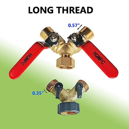 Garden Hose Y Valve Splitter Brass Hose Splitter With Stainless Steel Long Handle Brass Garden Hose Adapter 2 Way Y Valve 3