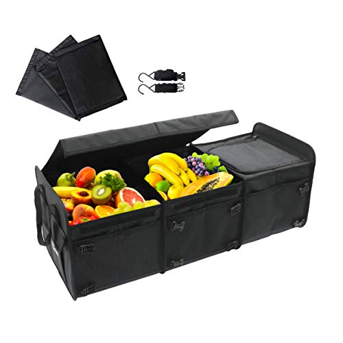 Convertible Large 3 Compartment SUV Trunk Organizer with Cover
