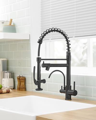 3 in 1 Kitchen Sink Faucet with Drinking Water Faucet Matte Black