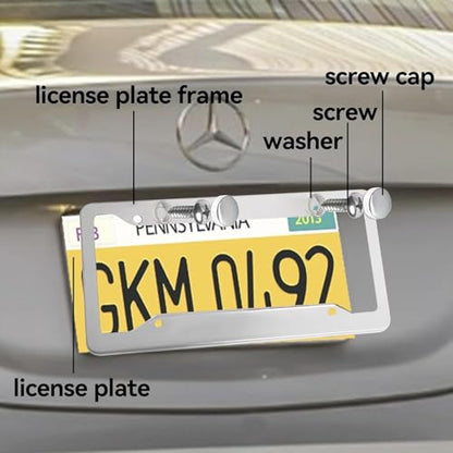 Premium Chrome License Plate Frames with 2 Anti