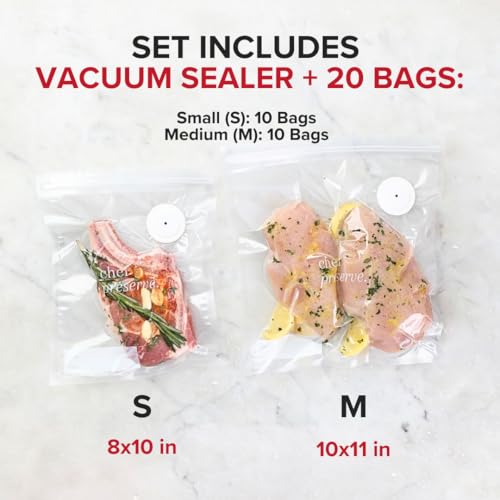 Compact Vacuum Sealer for Food (20 Count)